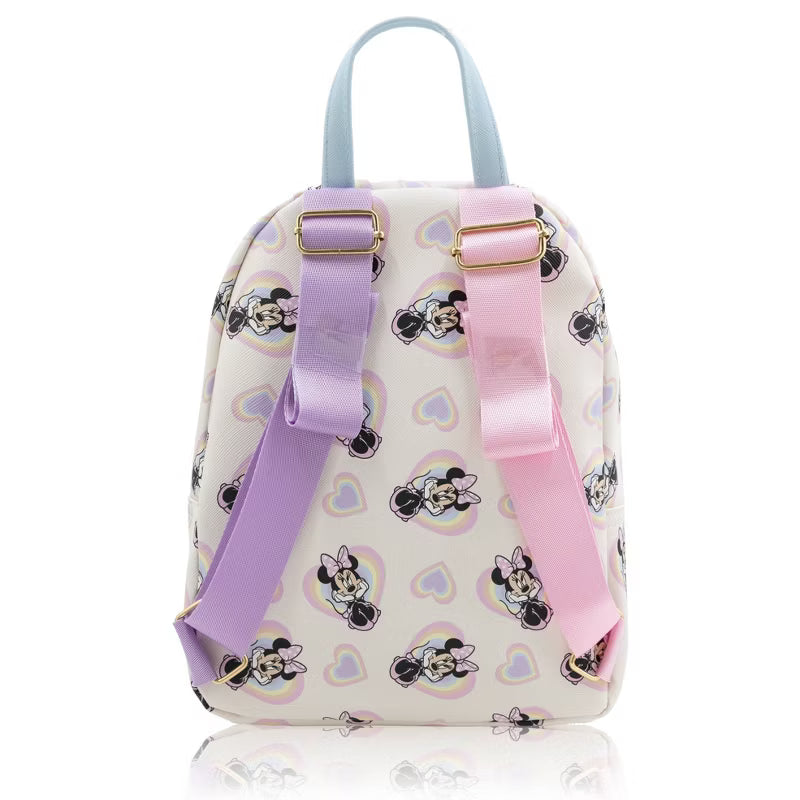 Toddler Girls' White Backpack with Minnie Mouse Heart Pattern