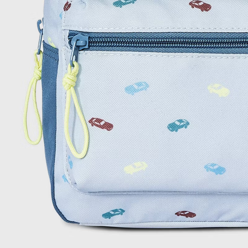 Blue backpack with car pattern for toddler girls