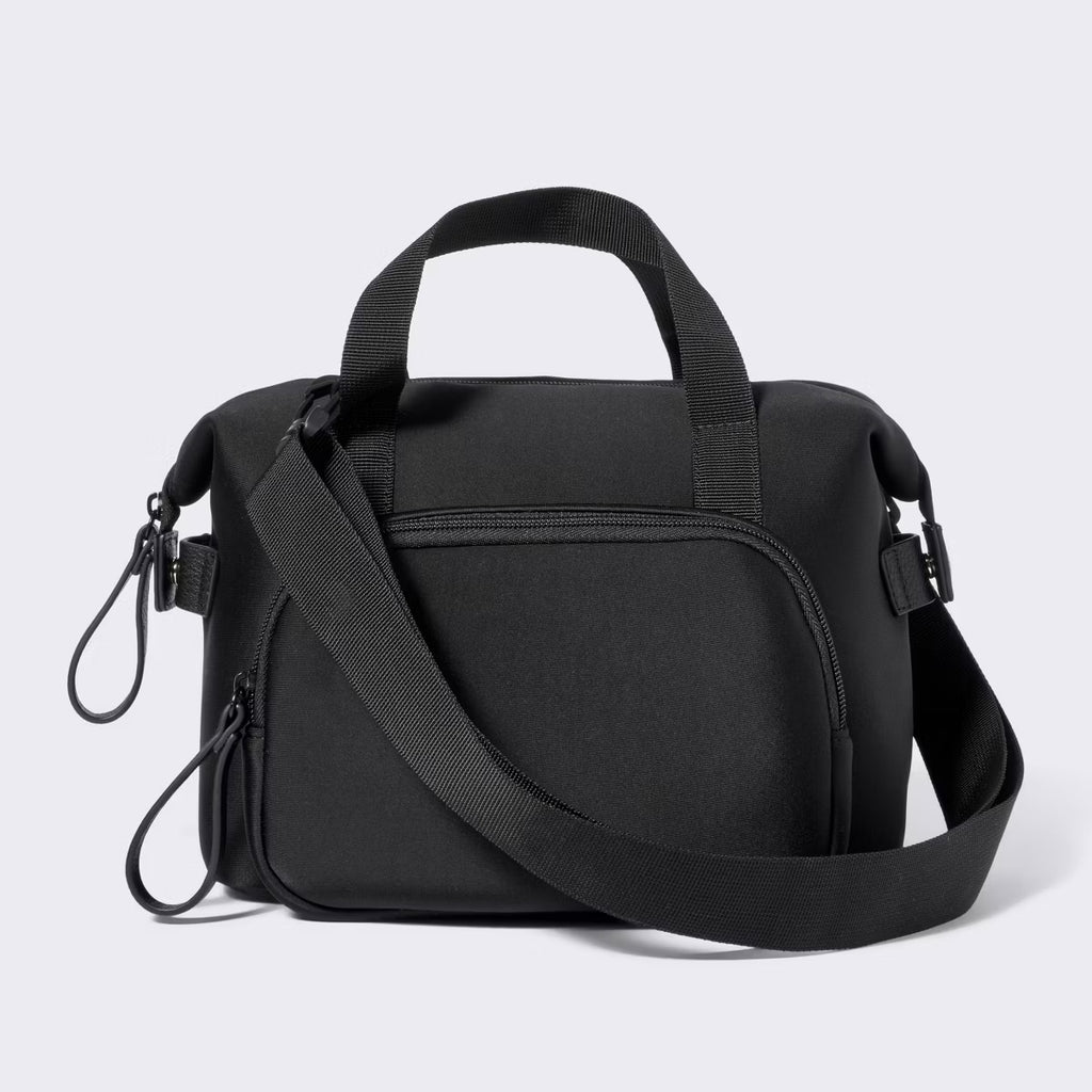 Single-shoulder diaper bag with an insulated bottle pouch