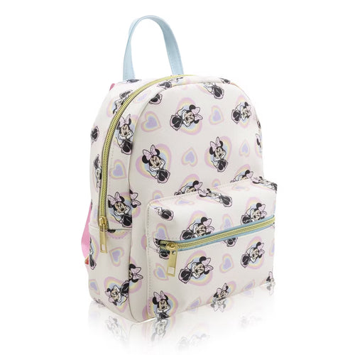 Toddler Girls' White Backpack with Minnie Mouse Heart Pattern