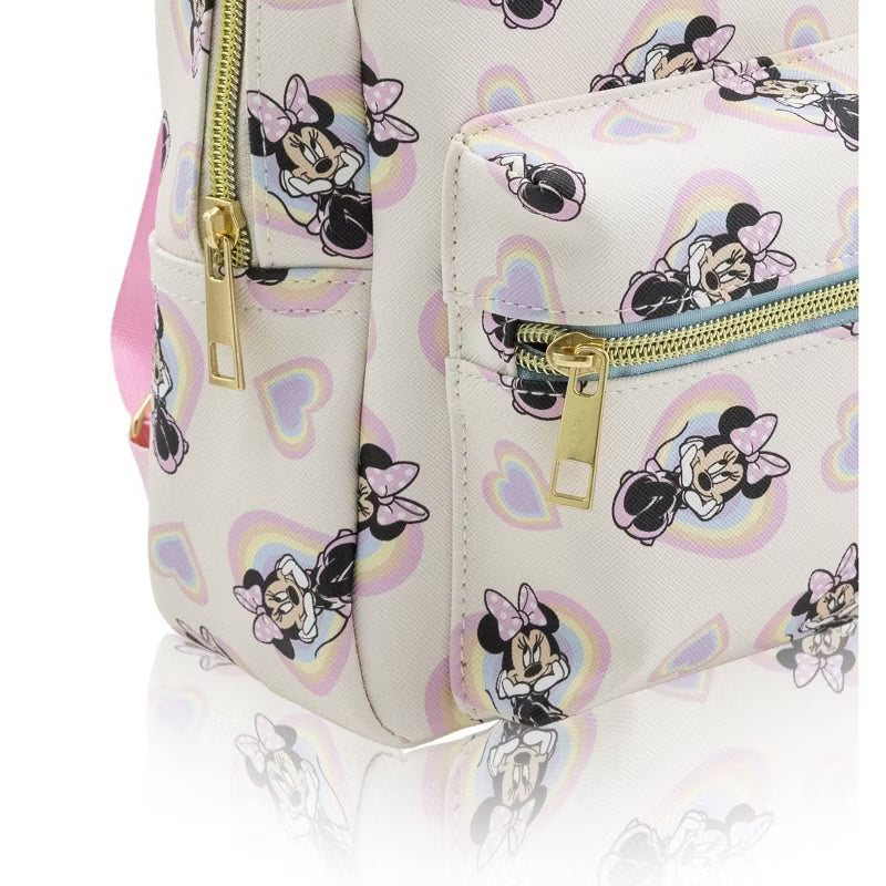 Toddler Girls' White Backpack with Minnie Mouse Heart Pattern