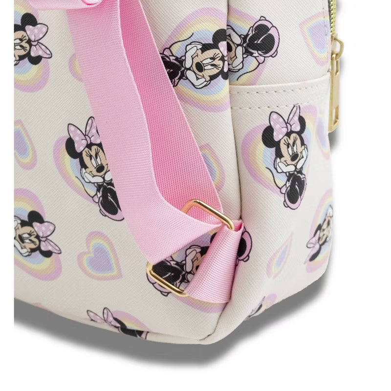 Toddler Girls' White Backpack with Minnie Mouse Heart Pattern
