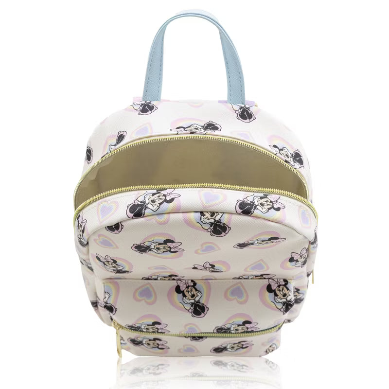 Toddler Girls' White Backpack with Minnie Mouse Heart Pattern