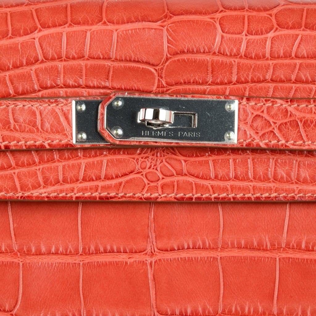 👜Kelly 35 Retourne Bag Sanguine Matte Alligator with Palladium Hardware