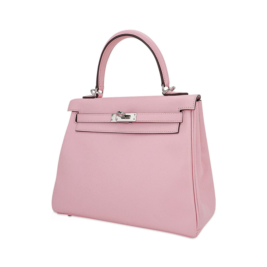 👜Kelly 25 Bag Rose Sakura Swift Leather with Palladium Hardware