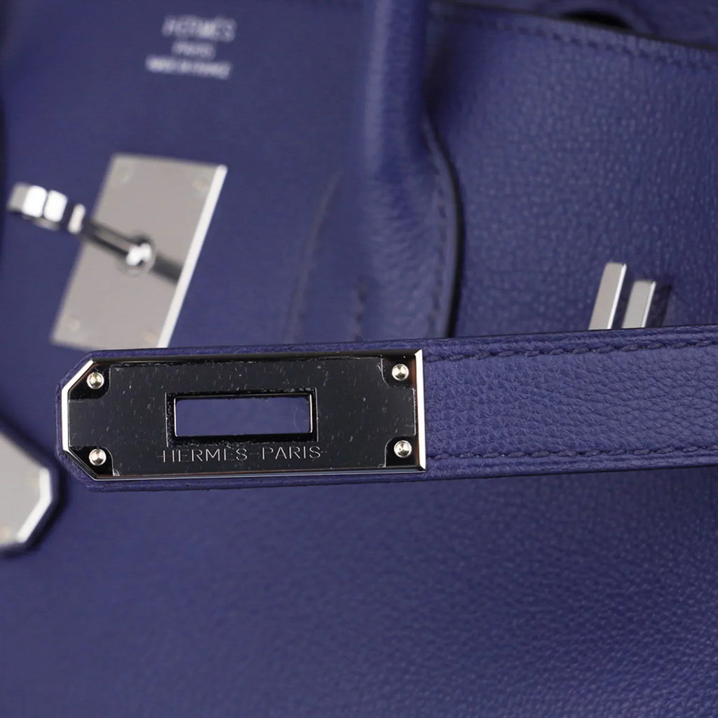 👜Limited Edition Birkin 35 Bag Blue Sapphire Taurillon Novillo Leather & Toile Sea Surf & Fun