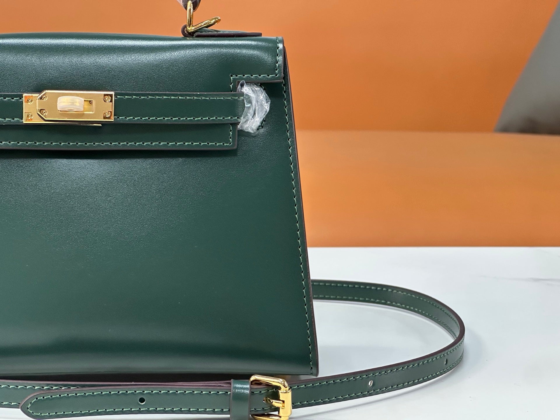 Kelly Sellier 19cm & 22cm & 25cm Vert Fonce Box Calf Leather Gold Hardware & Palladium Hardware Women Handbag