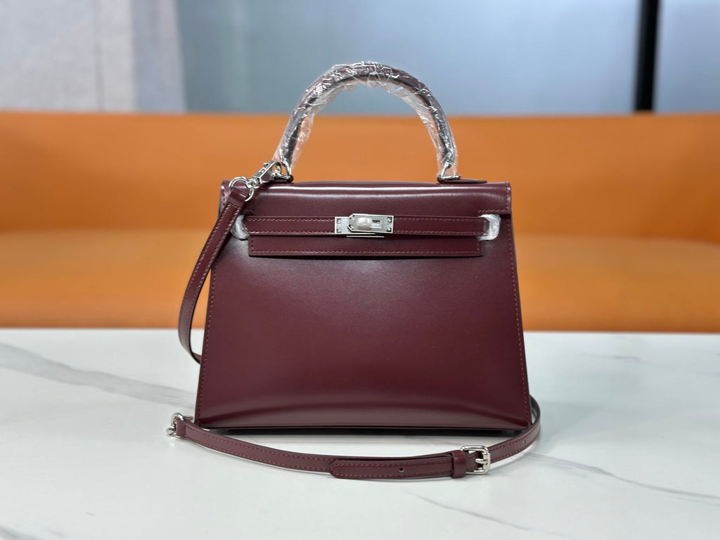 Kelly Sellier 19cm & 22cm & 25cm Rouge H Box Calf Leather Gold Hardware & Palladium Hardware Women Handbag