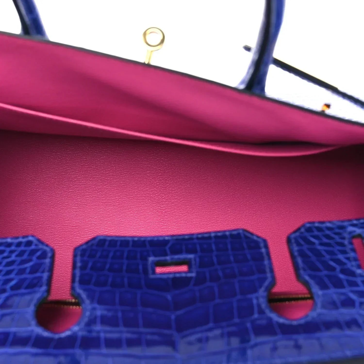 👜Birkin Blue Croc Embossement Leather Handbags Metal Lock Satchel Bag