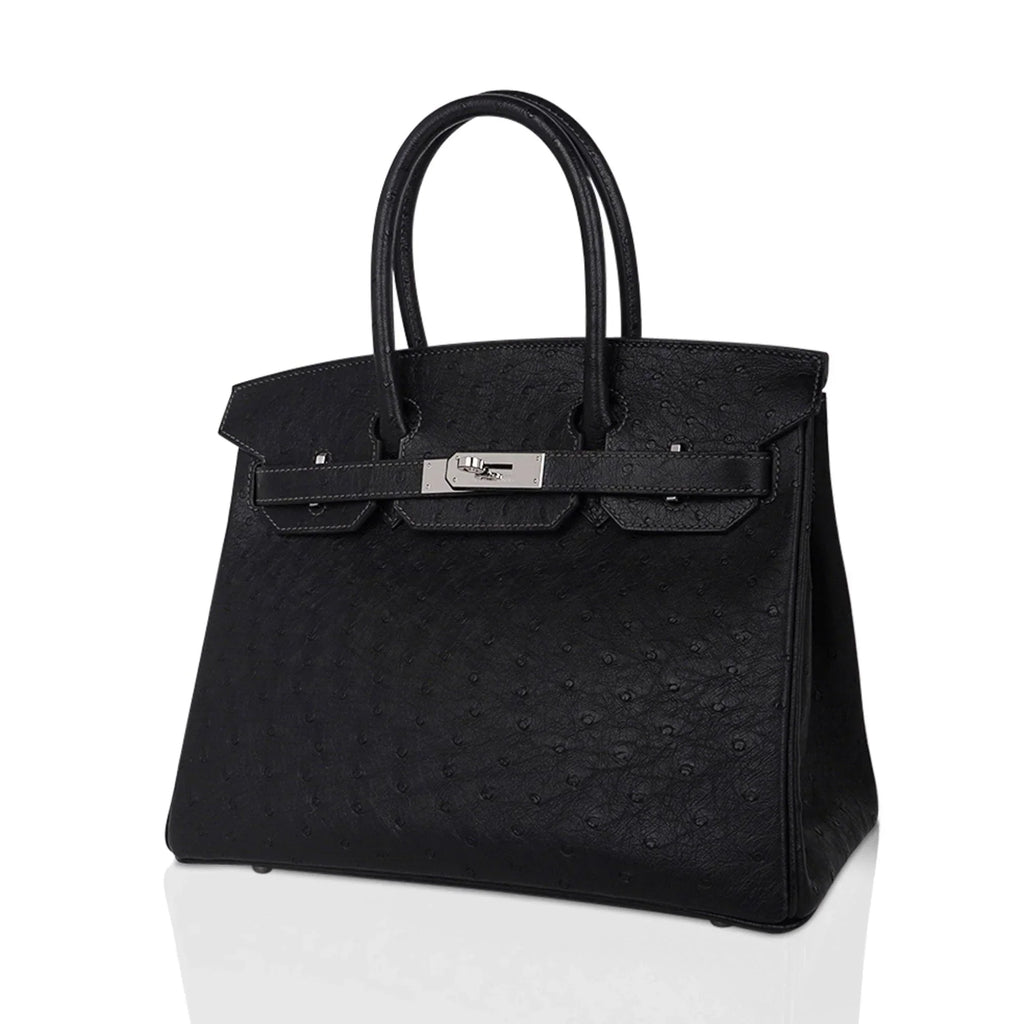 👜Birkin HSS 30 Bag Black (Noir ) Ostrich Palladium Hardware