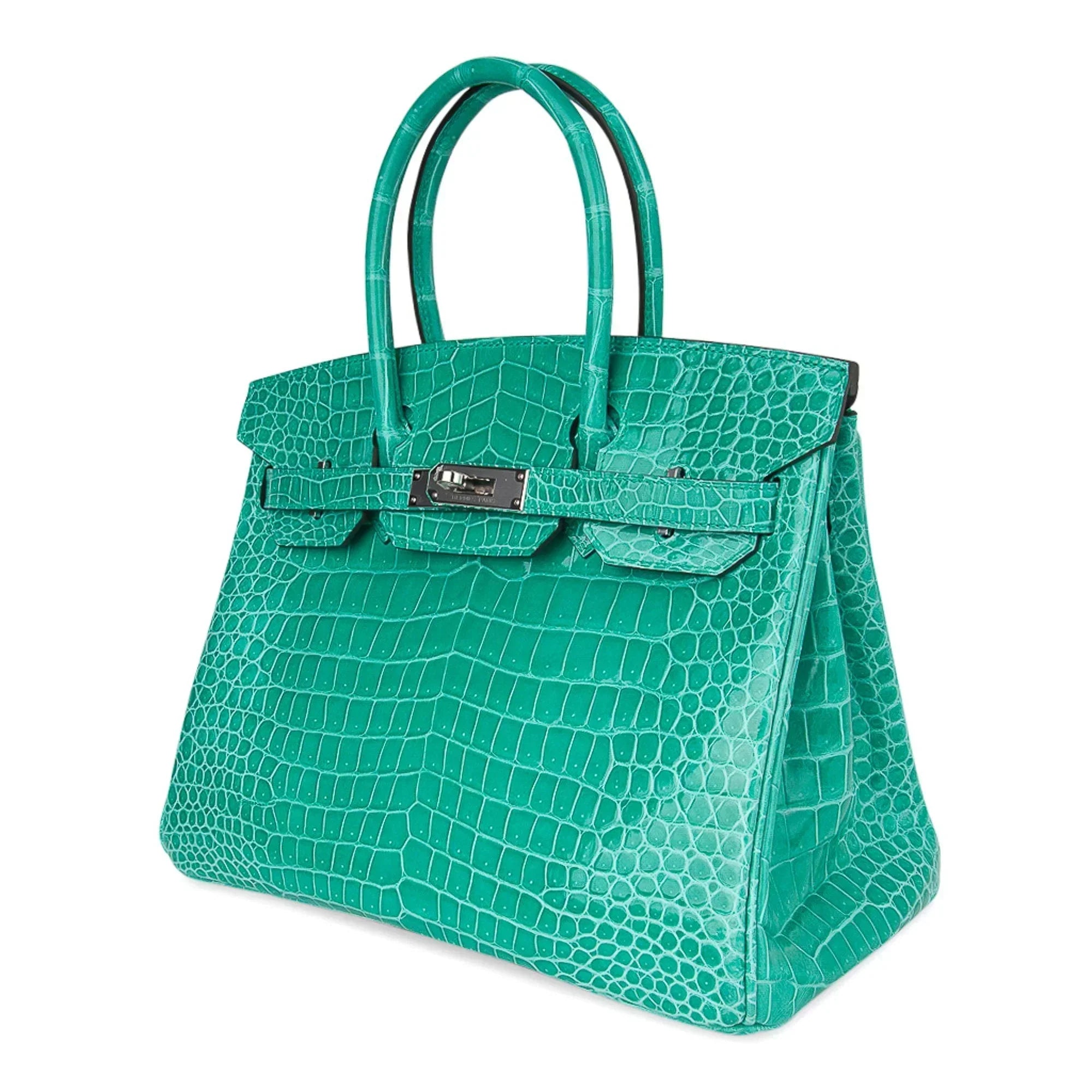 👜Limited Edition Birkin 30 Bag Vert Jade Porosus Crocodile with Palladium Hardware