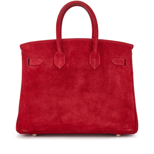 👜Birkin 25 Palladium Hardware Rouge Vif Doblis