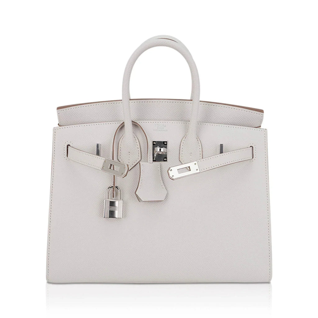 👜Birkin Sellier 25 Bag Gris Pale Epsom Leather with Palladium Hardware
