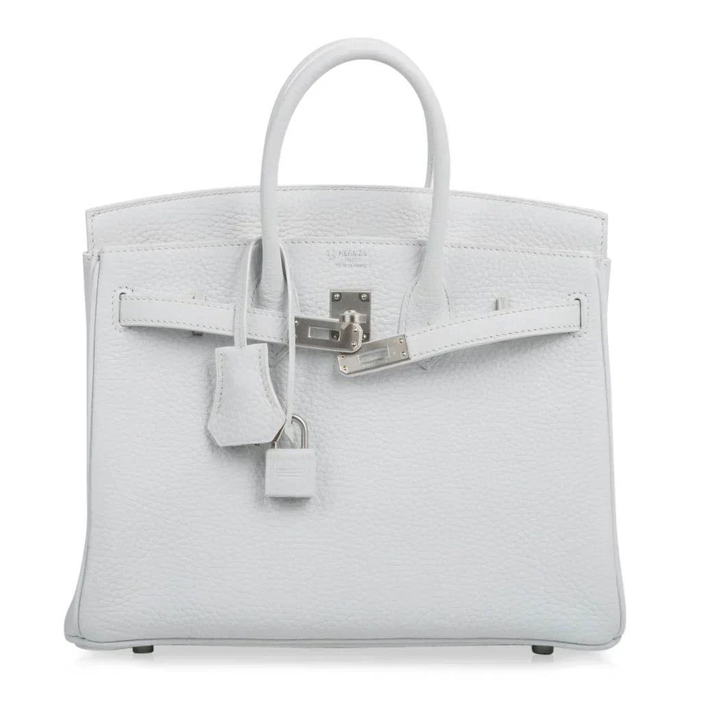 👜Birkin 25 Bag HSS White Clemence Trench Interior Brushed Palladium Hardware
