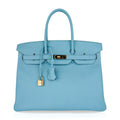 👜Birkin 35 Bag Blue Atoll Gold Hardware Epsom Leather