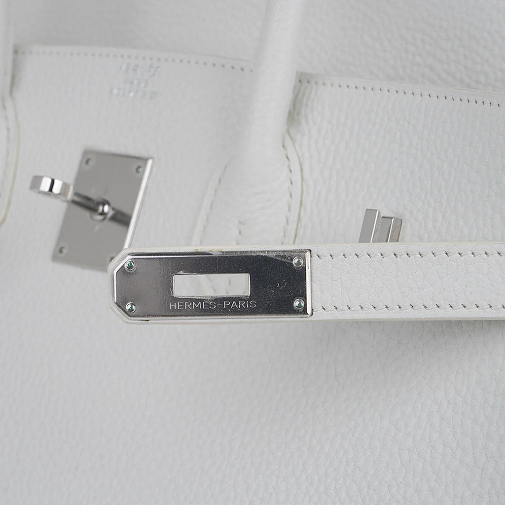 👜Birkin 35 Bag White Clemence Leather with Palladium Hardware