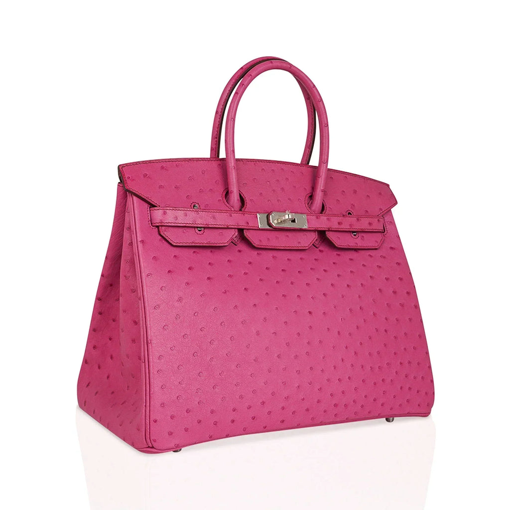 👜Birkin 35 Bag Fuchsia Ostrich Palladium Hardware