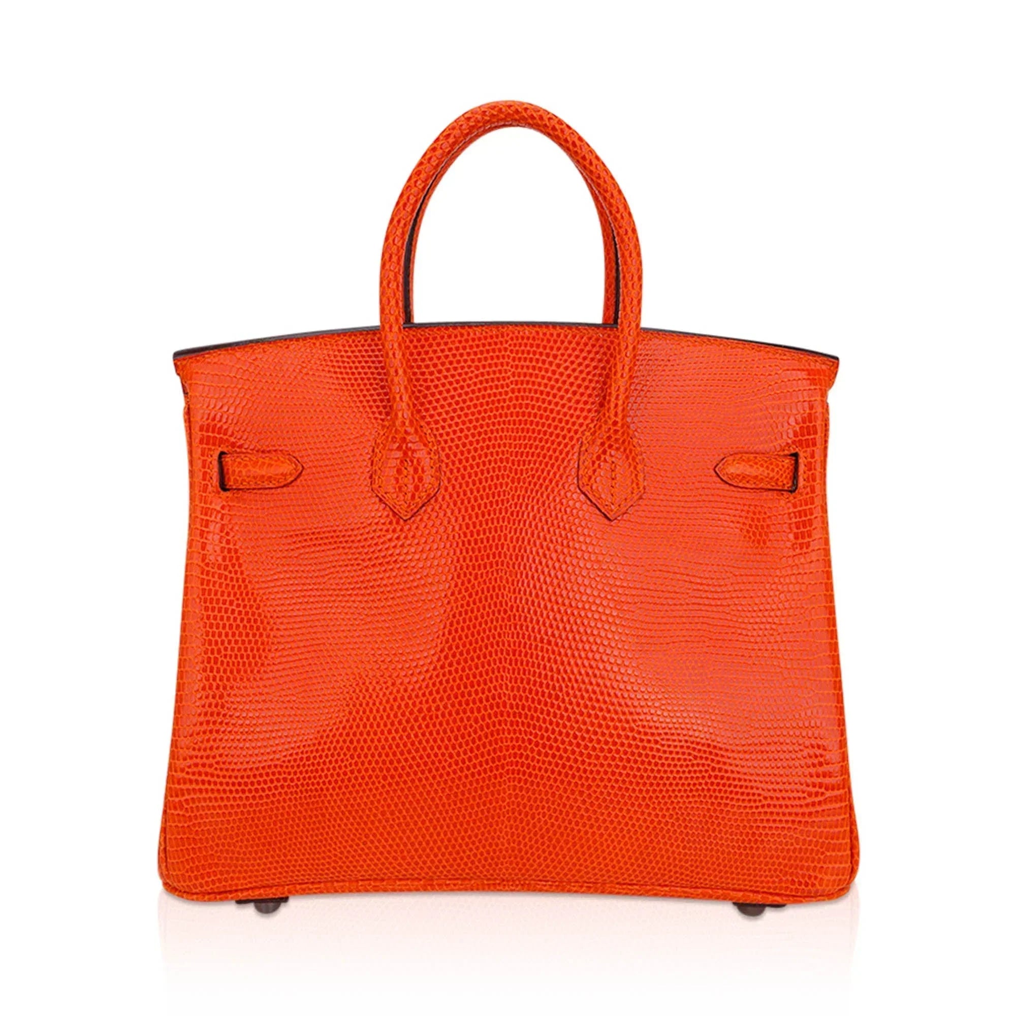 👜Birkin 25 Bag Orange Tangerine Lizard with Ruthenium Hardware