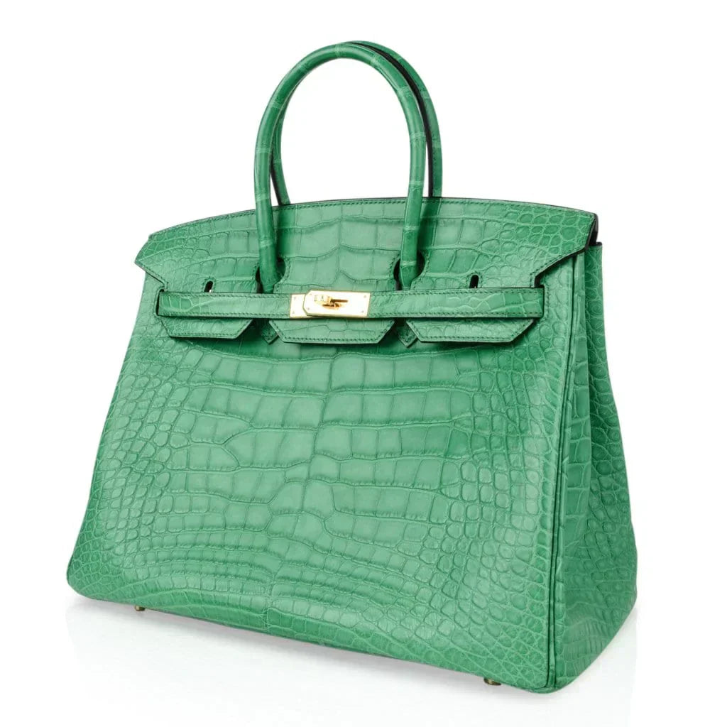 👜Birkin 35 Bag Matte Alligator Cactus Gold Hardware