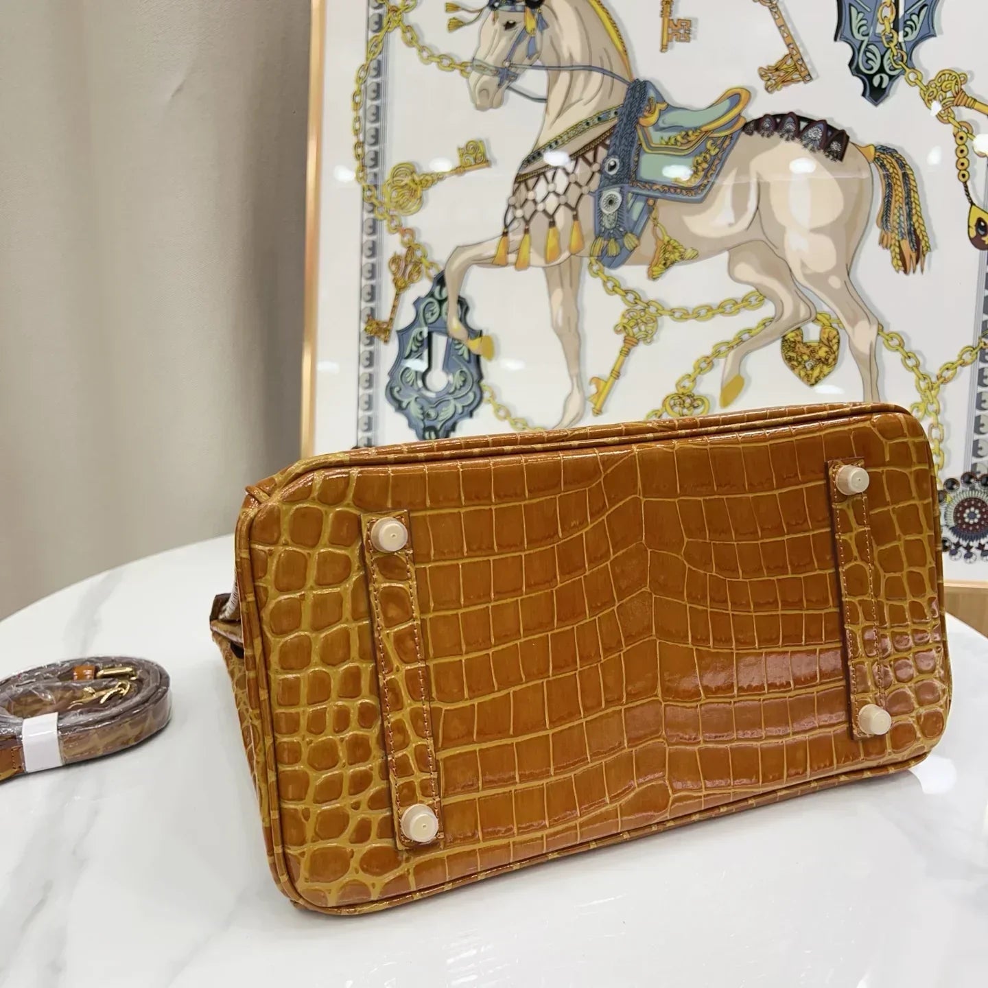 👜Birkin Shiny Niloticus Crocodile Cowhide Leather Gold Hardware