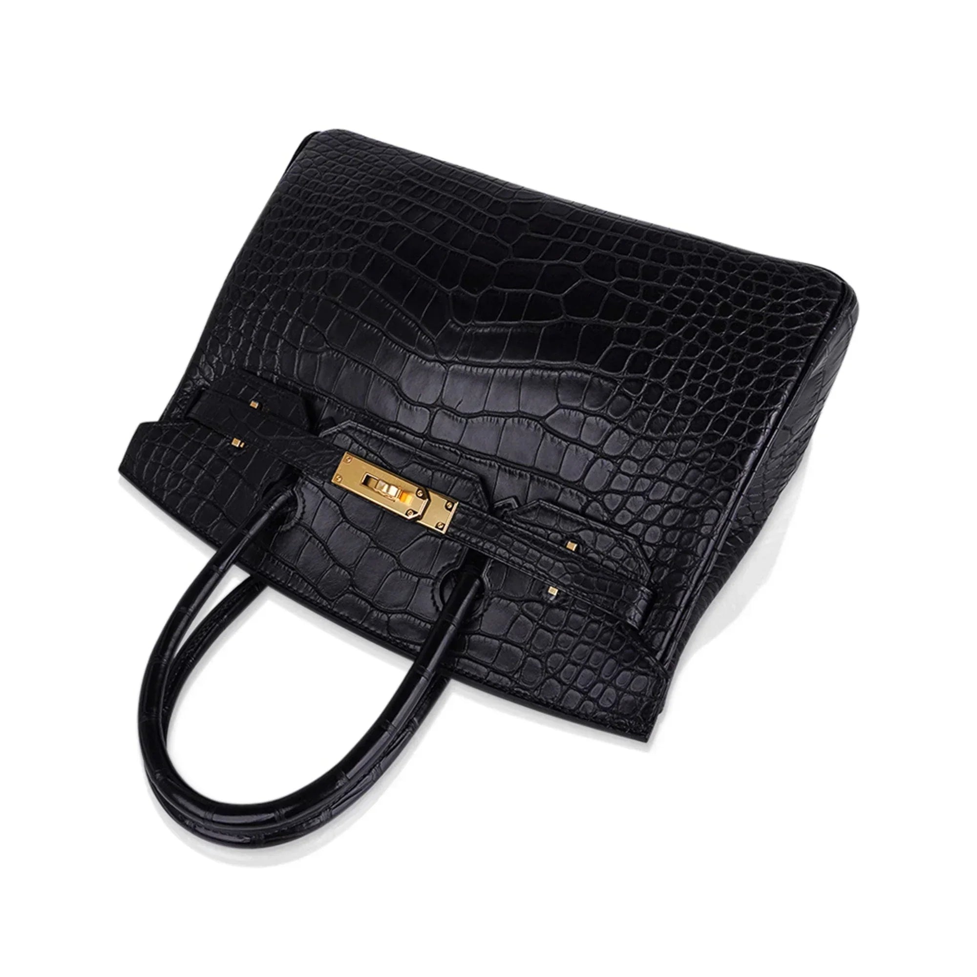 👜Birkin 30 Matte Alligator Black Bag Gold Hardware