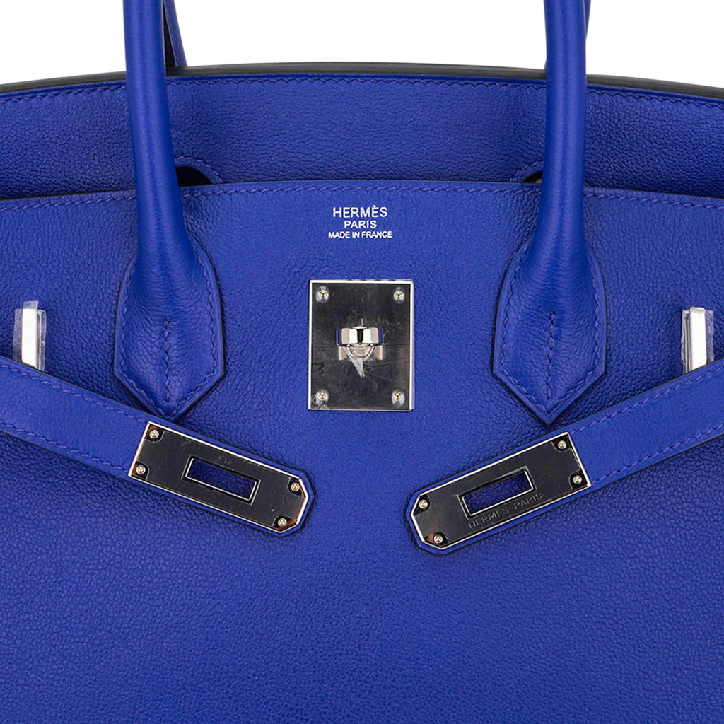 👜Birkin 30 Bag Blue Electric Novillo Leather with Palladium Hardware