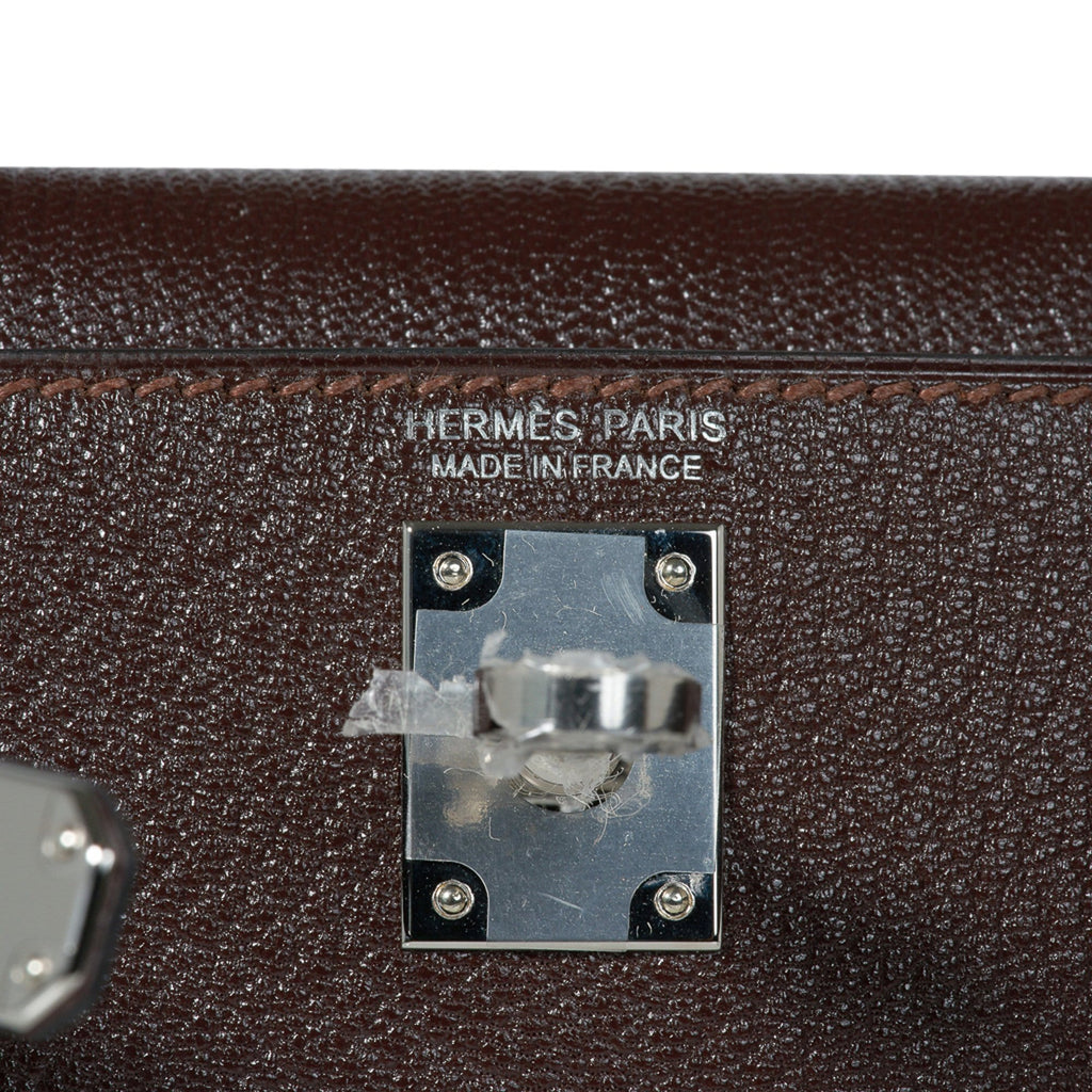 👜Kelly 20 Bi-Color Mini Sellier Bag Havane / Etrusque Chevre Palladium