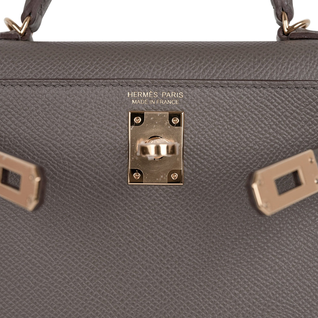 👜Kelly 20 Mini Sellier Bag Etain Epsom Leather Gold Hardware New w/Box