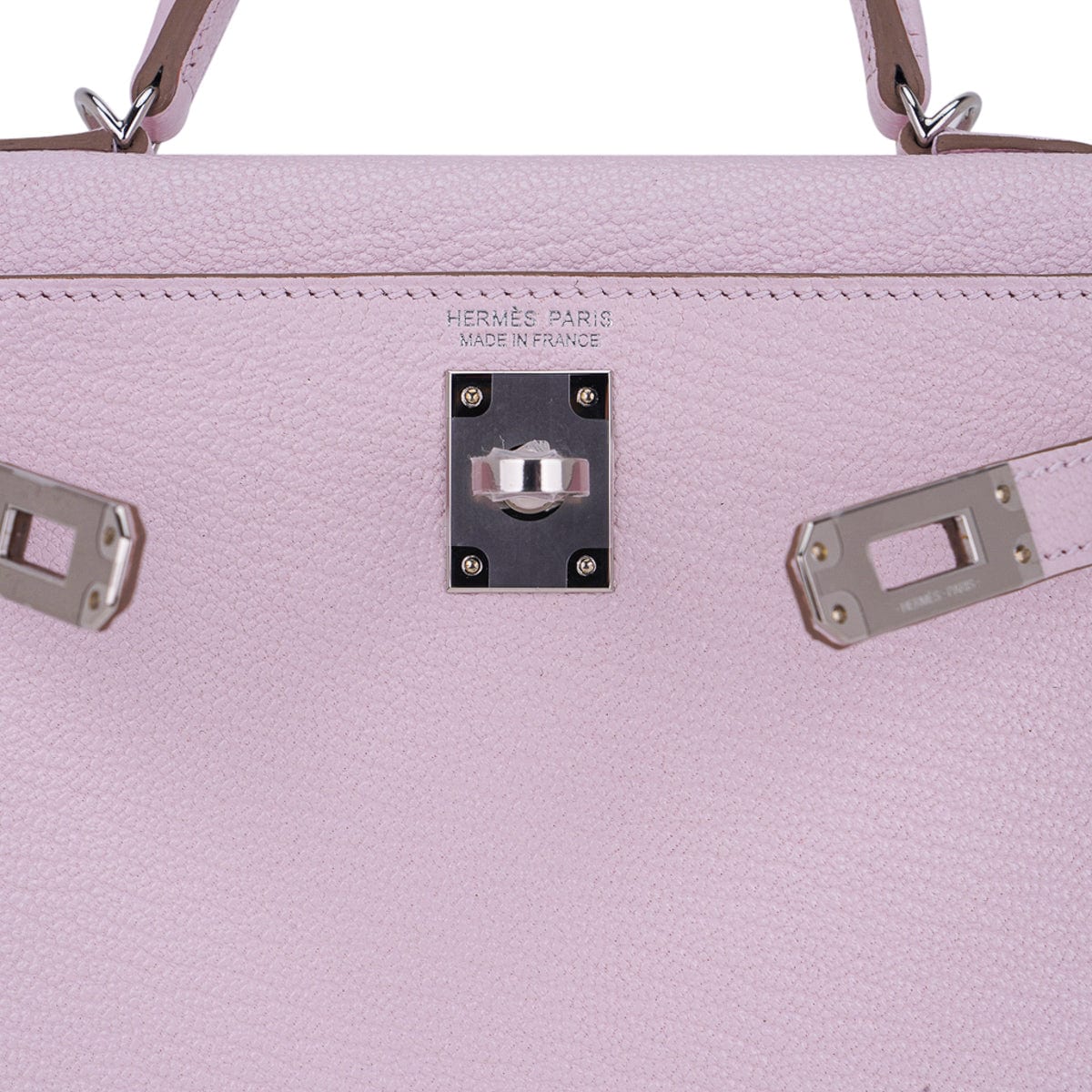 👜Mini Kelly 20 Bag Sellier Mauve Pale Chevre Leather with Palladium Hardware