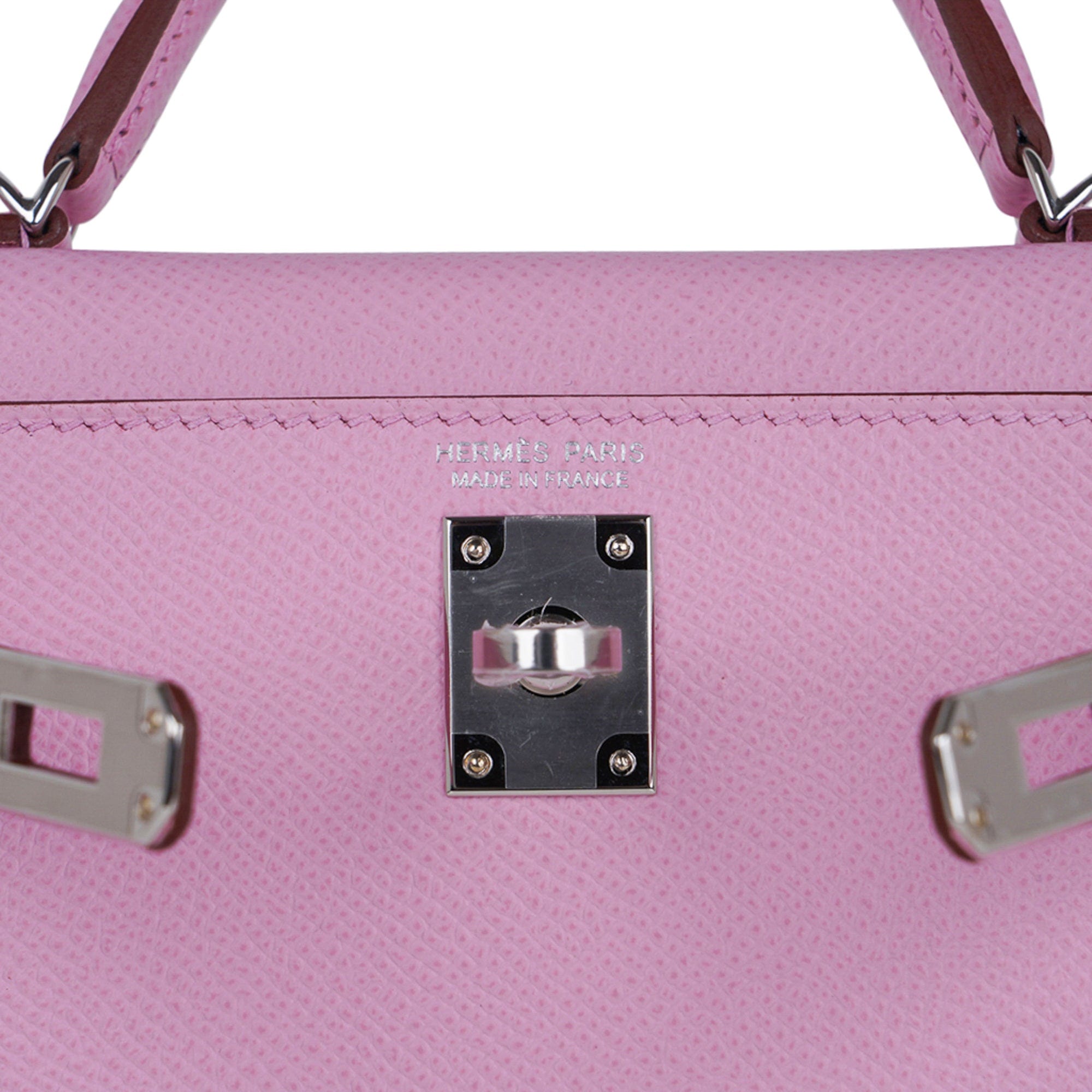 👜Mini Kelly 20 Bag Sellier Mauve Sylvestre Epsom with Palladium Hardware
