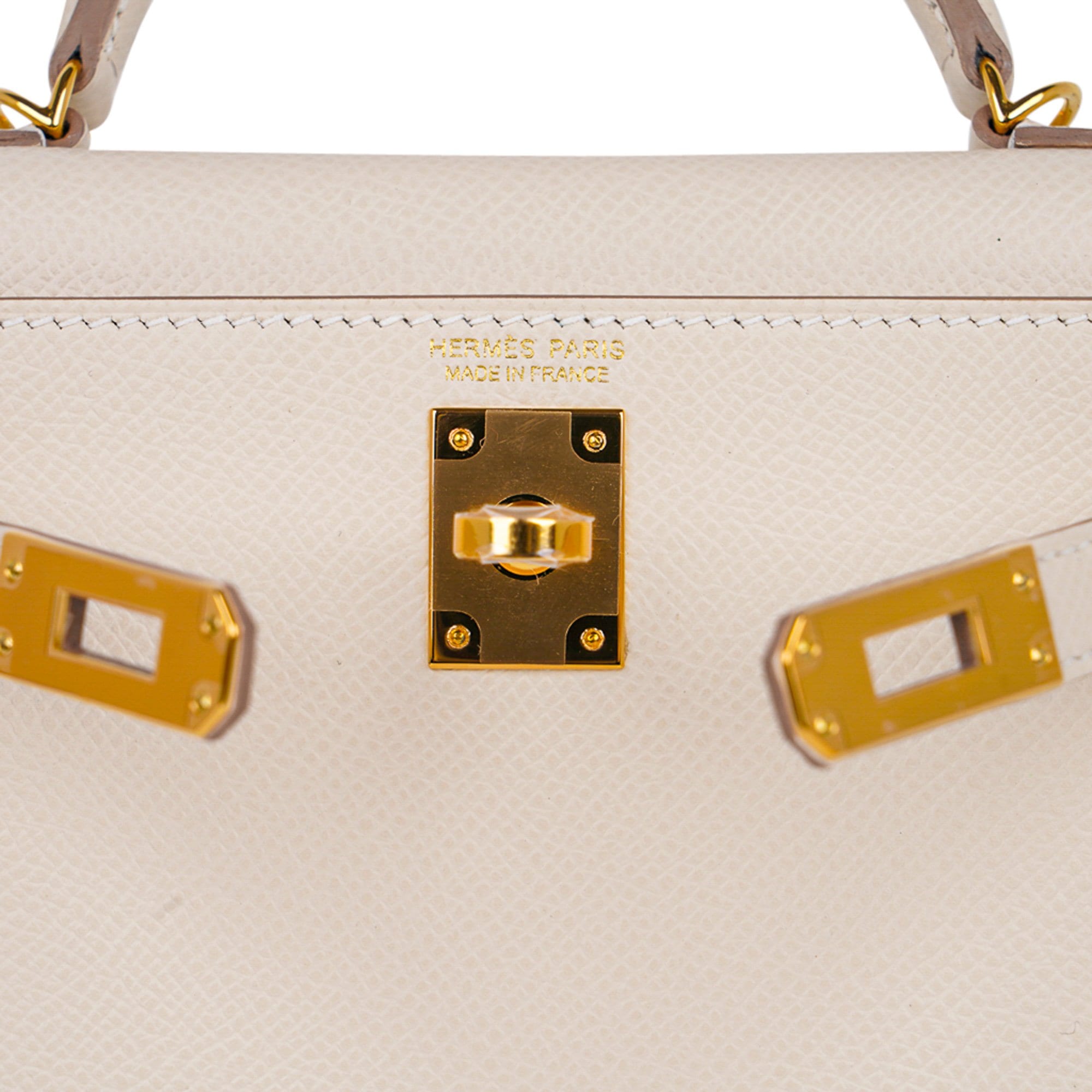 👜Kelly 20 Mini Sellier Bag Craie Epsom Leather Gold Hardware New w/Box