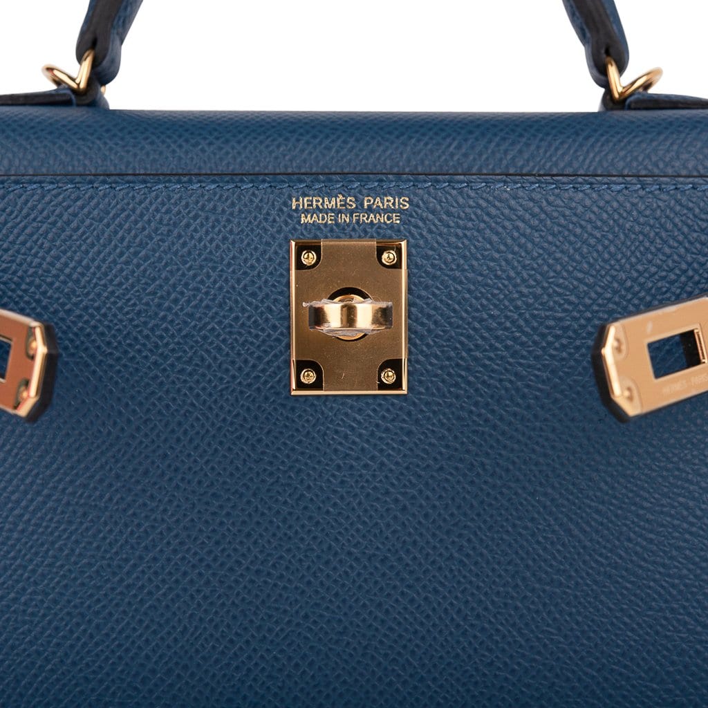 👜Kelly 20 Mini Sellier Bag Deep Blue Epsom Leather Gold Hardware