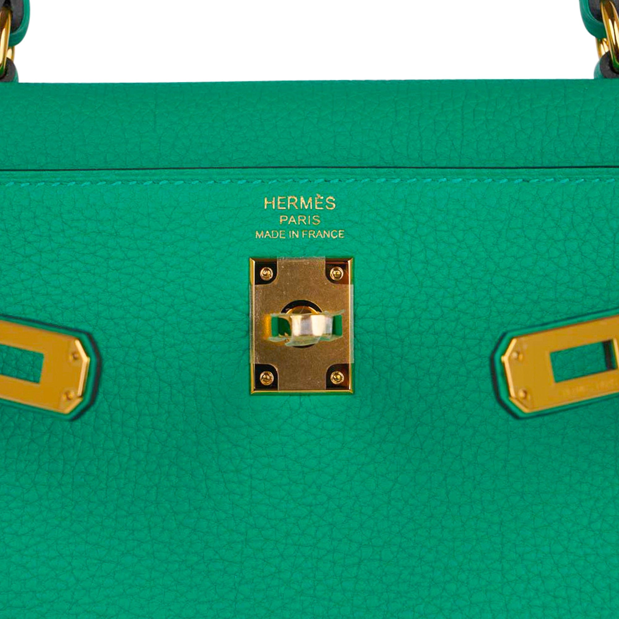 👜Kelly Retourne 25 Bag Menthe Togo Gold Hardware New w/Box