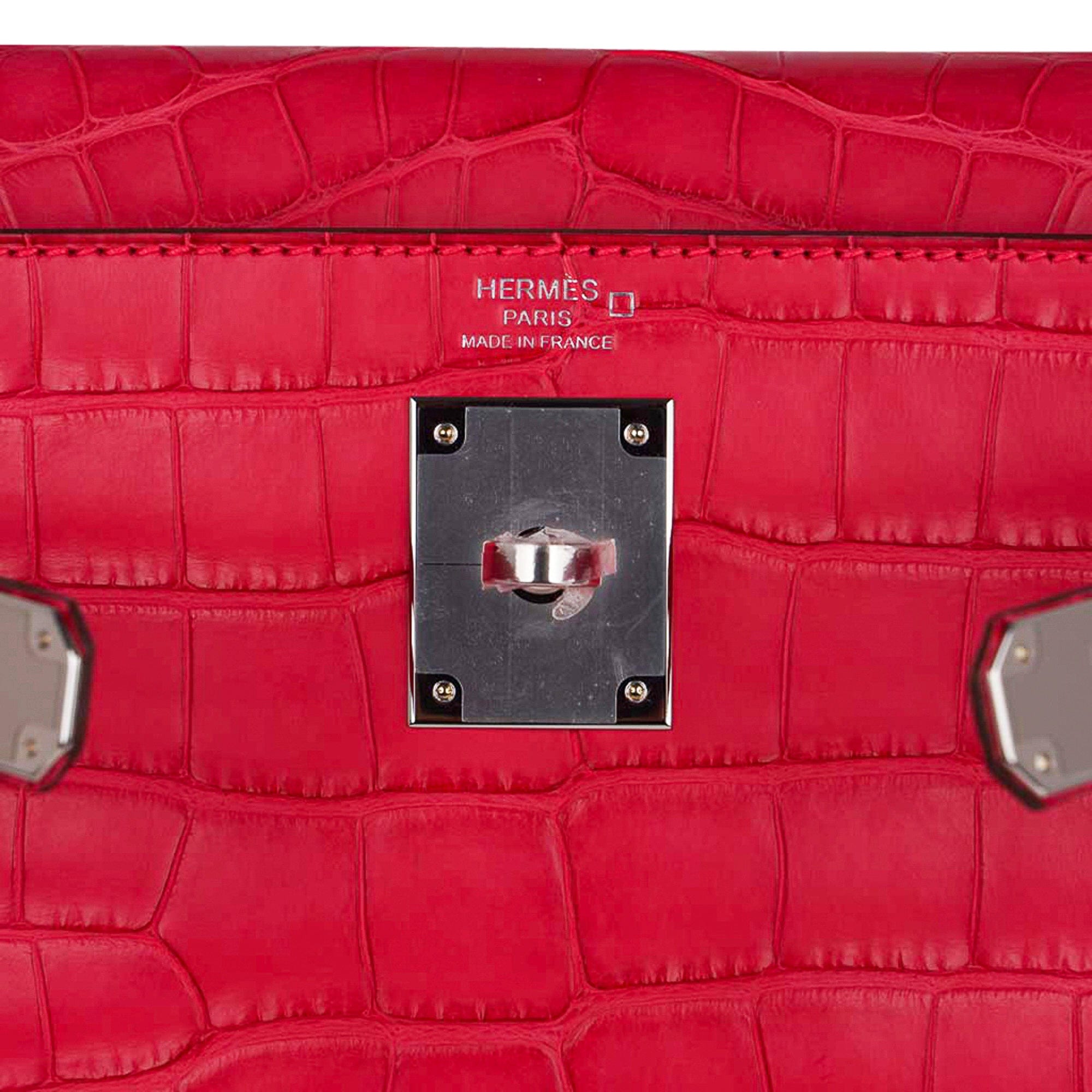 👜Kelly 28 Bag Rose Extreme Matte Alligator with Palladium Hardware