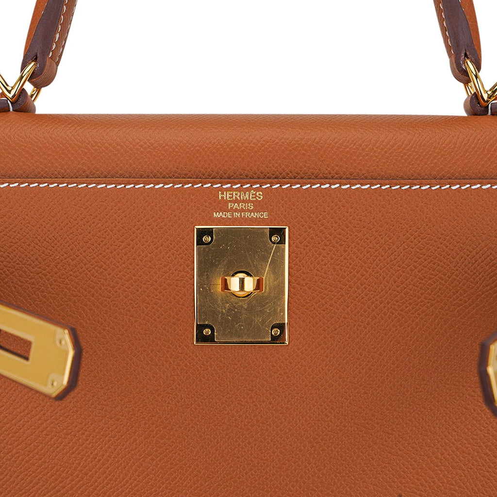 👜Kelly 28 Sellier Bag Gold Epsom Leather with Gold Hardware