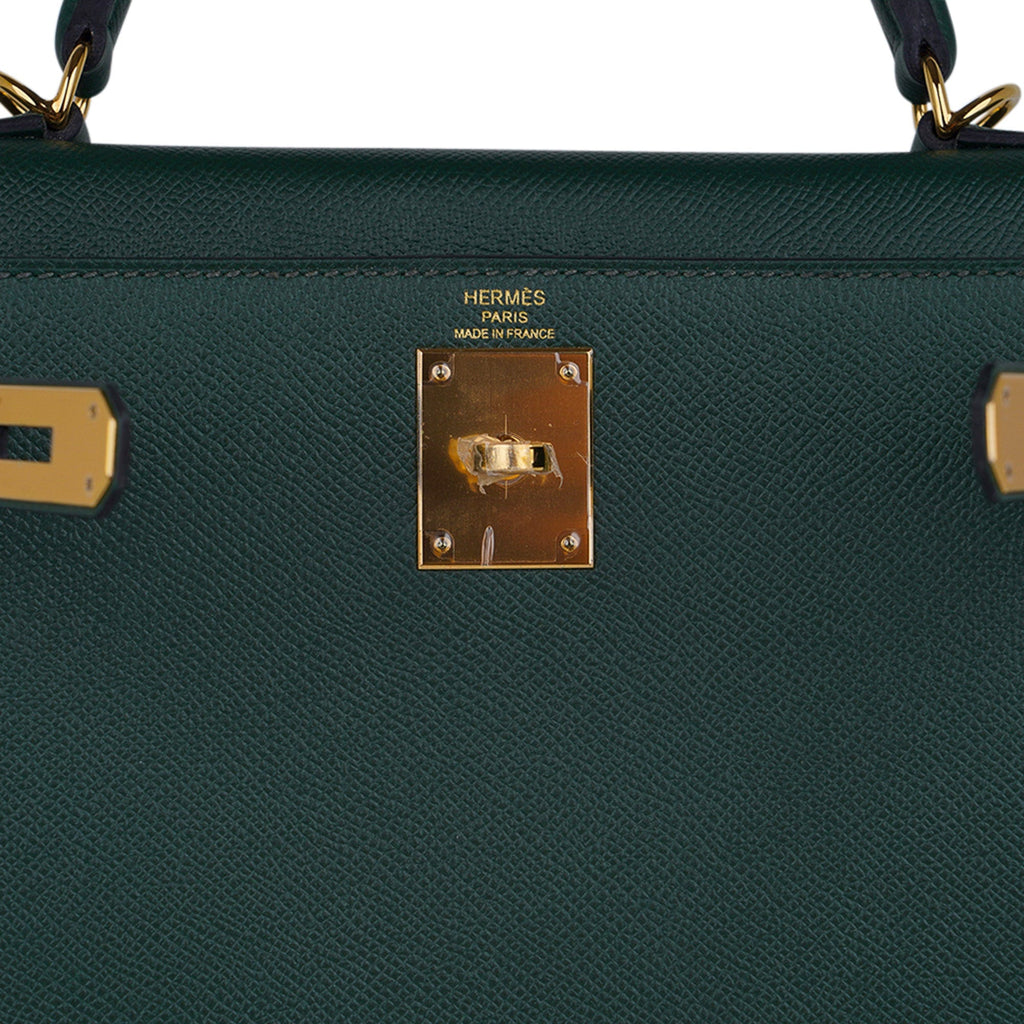 👜Kelly Sellier 28 Bag Vert Anglais Epsom Leather with Gold Hardware