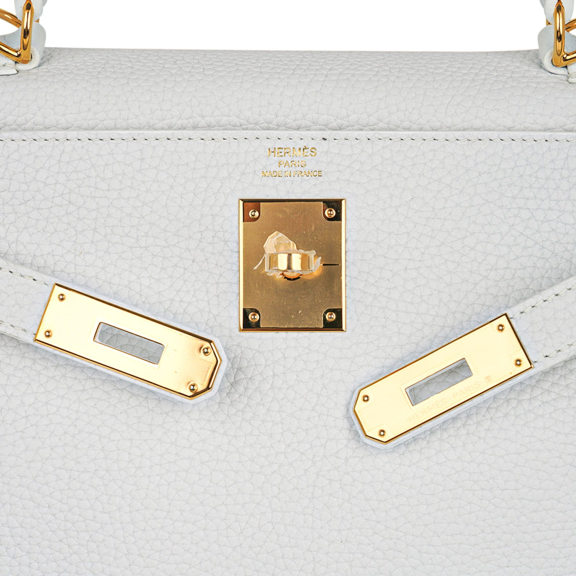 👜Kelly 28 Retourne Bag White Clemence Leather with Gold Hardware