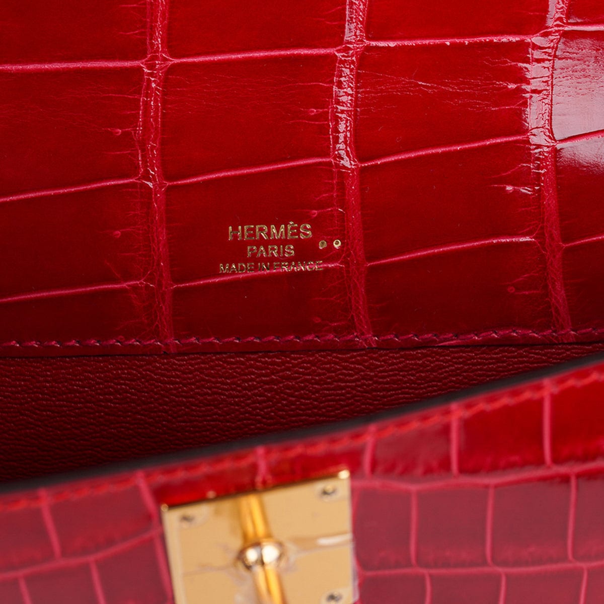 👜Kelly Cut Bag Braise Niloticus Crocodile with Gold Hardware