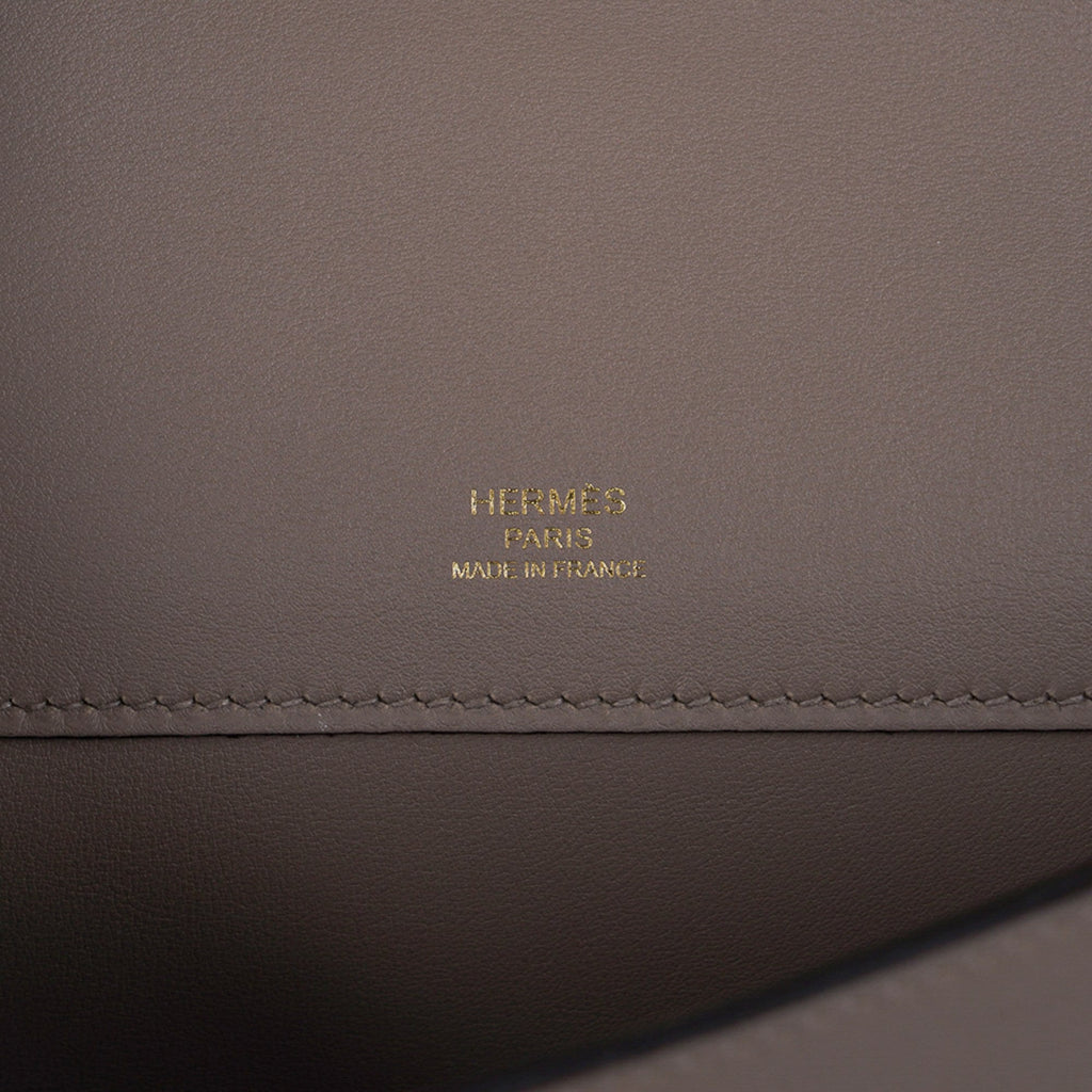 👜Kelly Cut Bag Gris Asphalte Gray Clutch Swift Gold Hardware