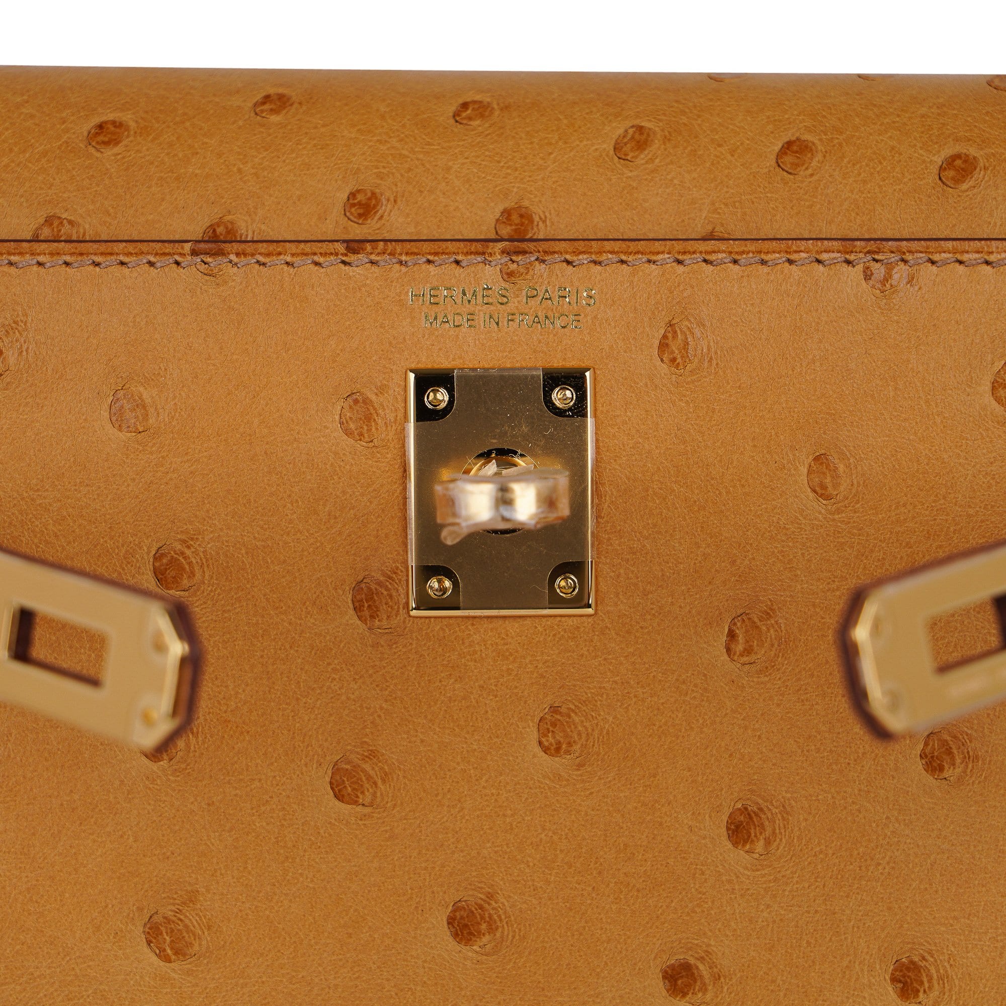 👜Kelly Danse Bag Tabac Camel Ostrich with Gold Hardware