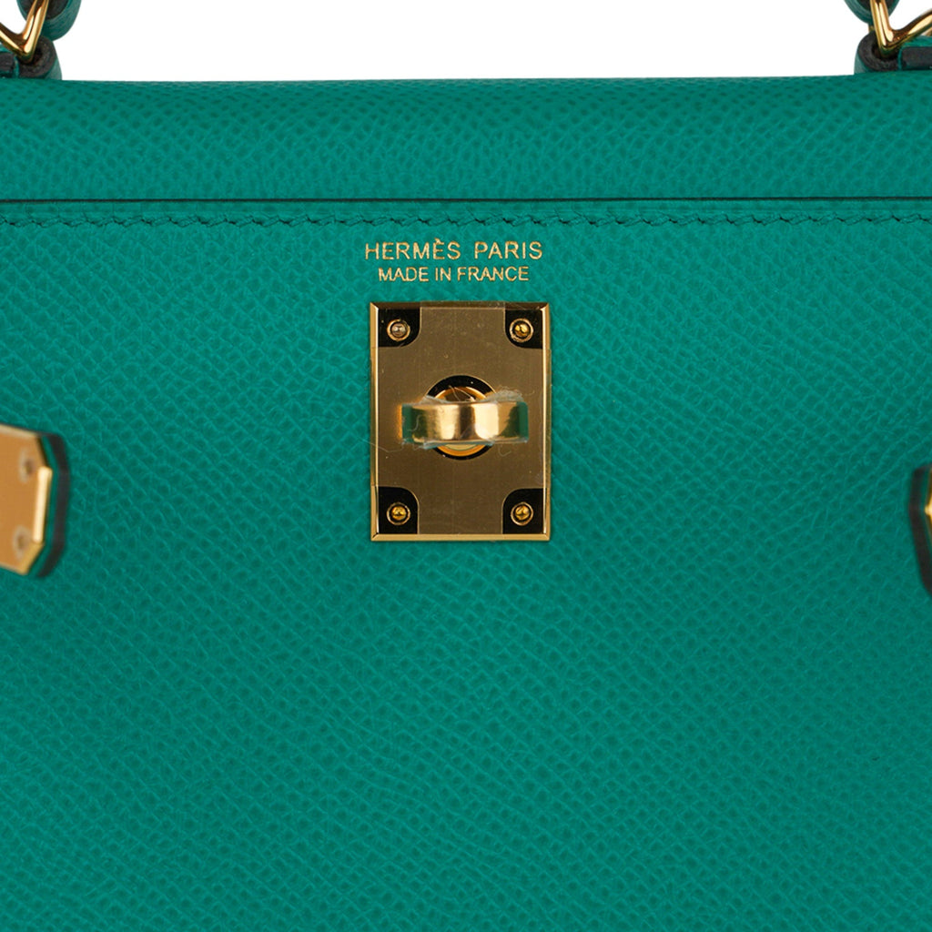 👜Kelly 20 Mini Sellier Bag Jade Epsom Leather Gold Hardware New w/Box