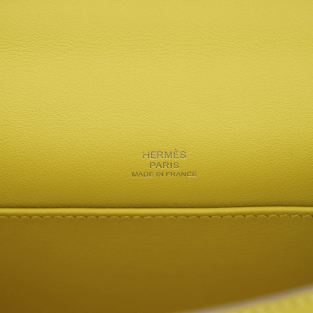👜Kelly Pochette Clutch Bag Jaune De Naples Swift Leather with Palladium Hardware