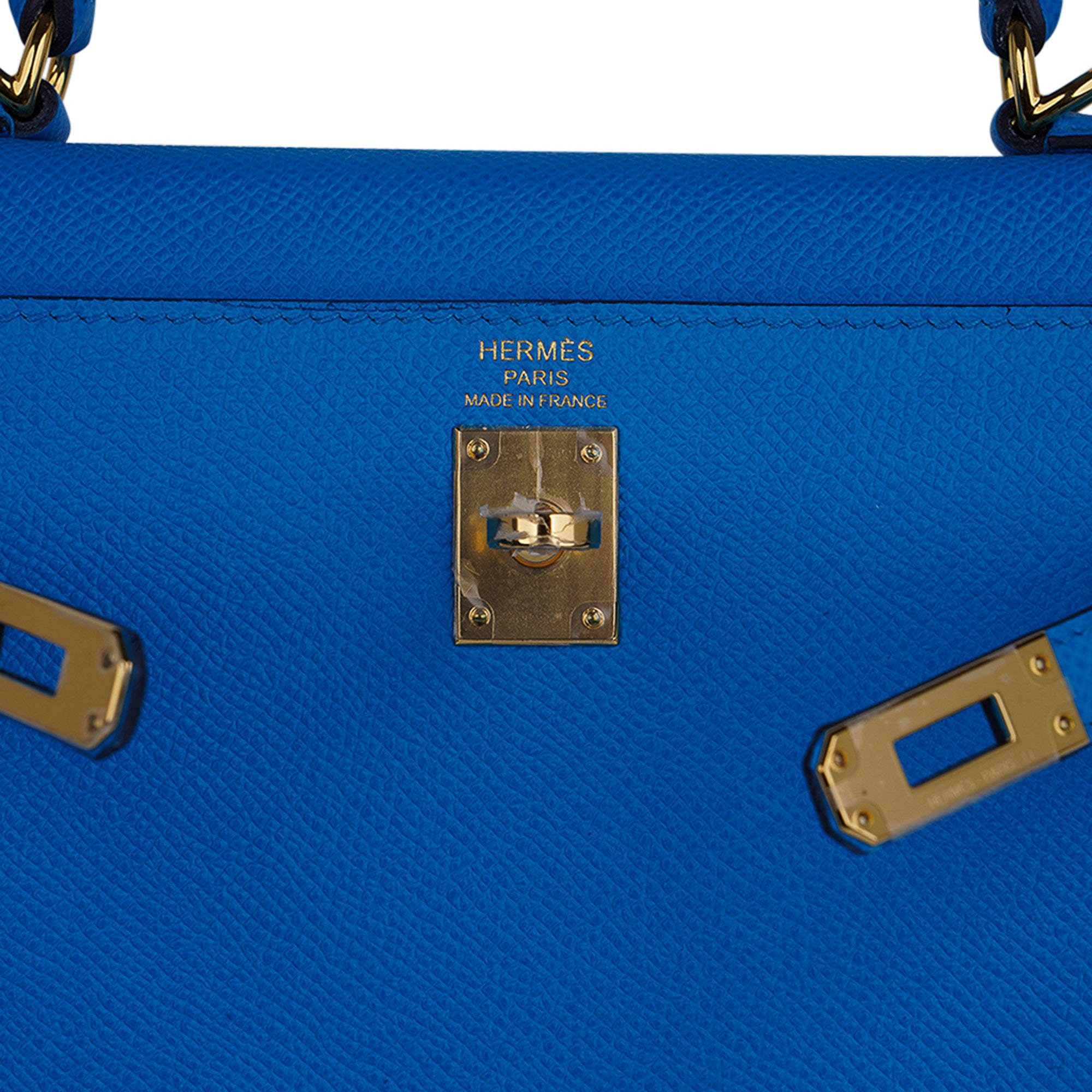 👜Kelly 25 Sellier Bag Blue Frida Epsom Leather with Gold Hardware