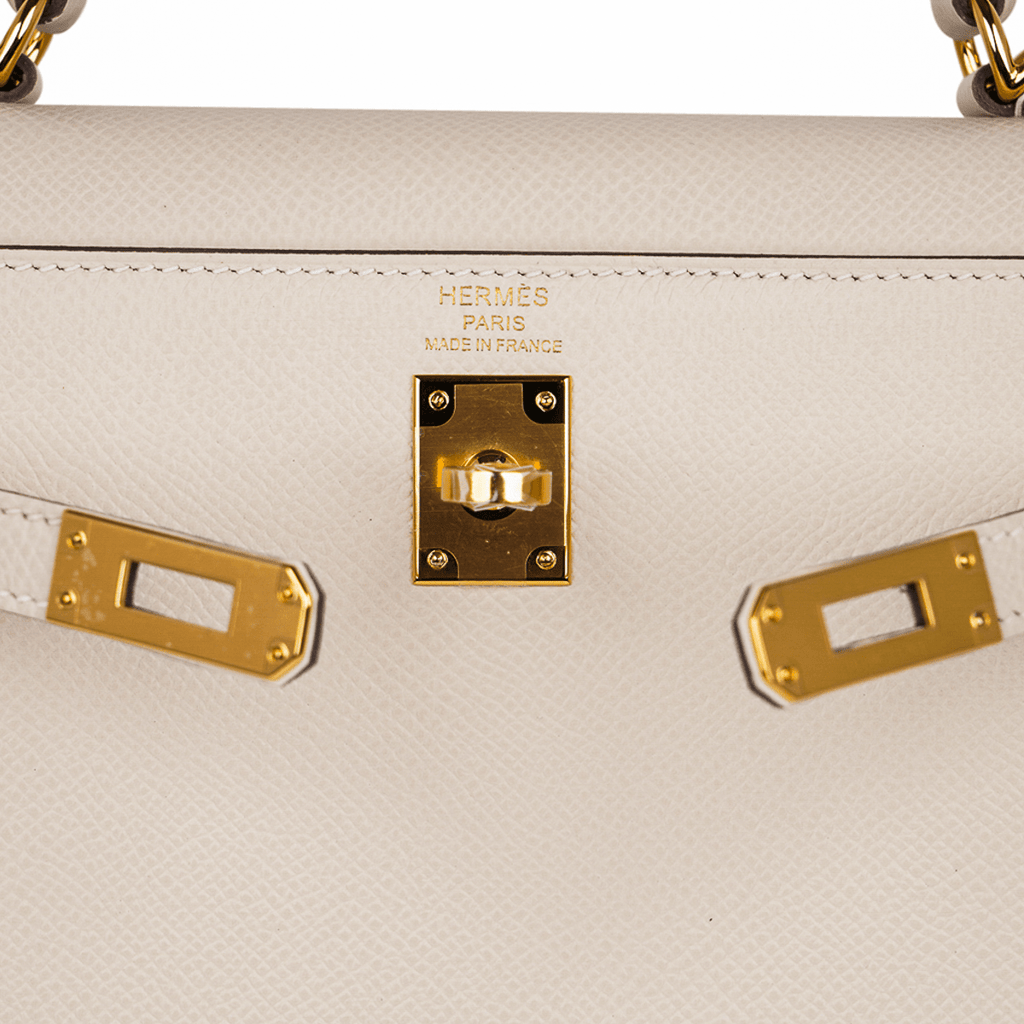 👜Kelly 25 Sellier Bag Craie Epsom Leather with Gold Hardware