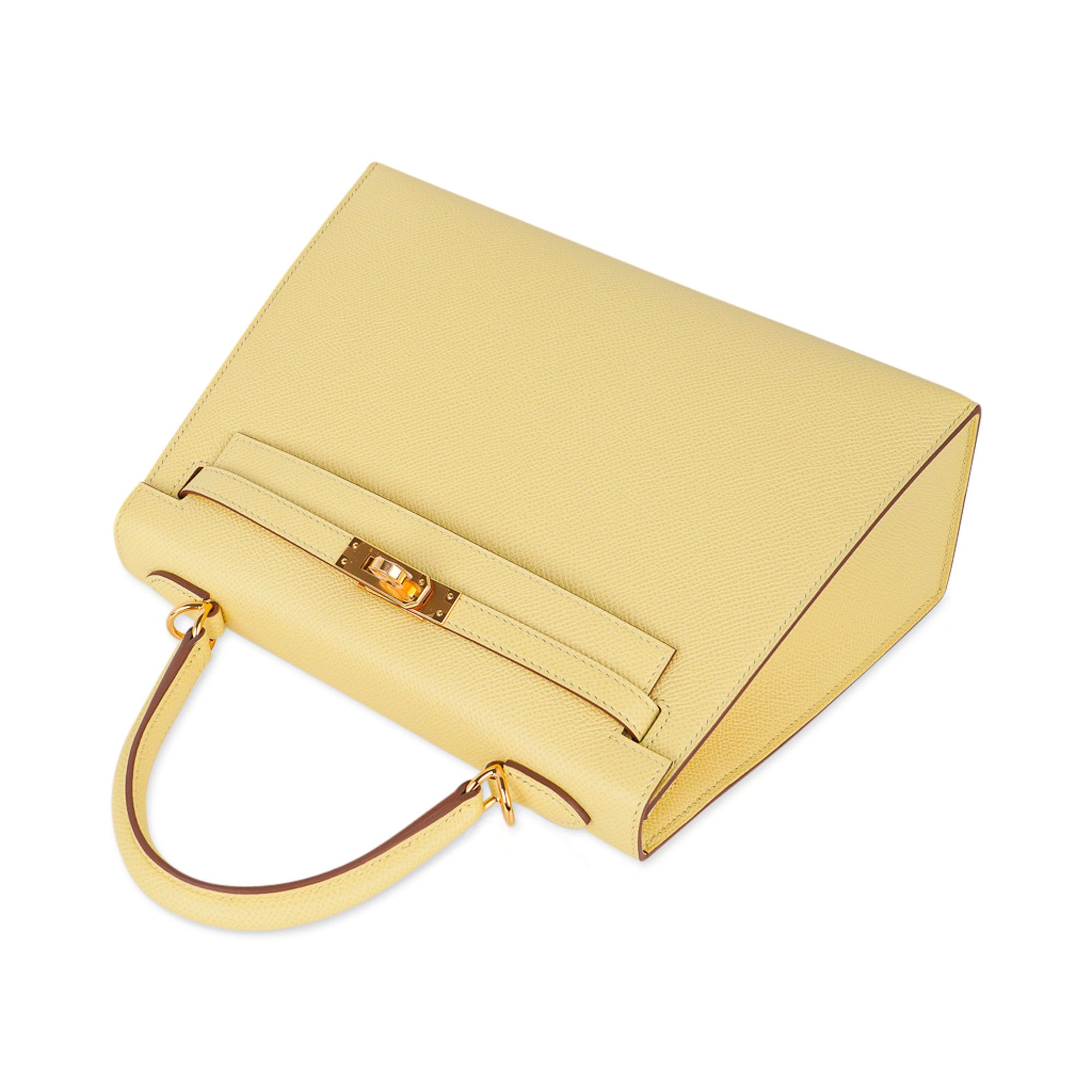 👜Kelly 25 Bag Jaune Poussin Epsom Gold Hardware