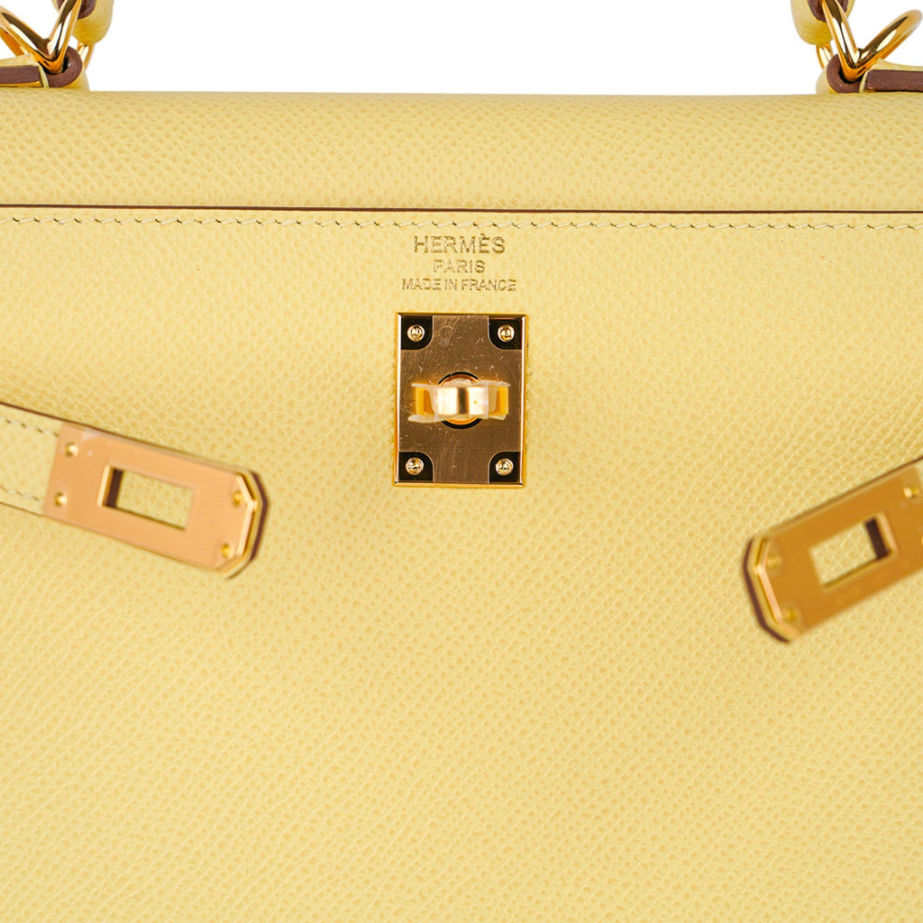 👜Kelly 25 Bag Jaune Poussin Epsom Gold Hardware