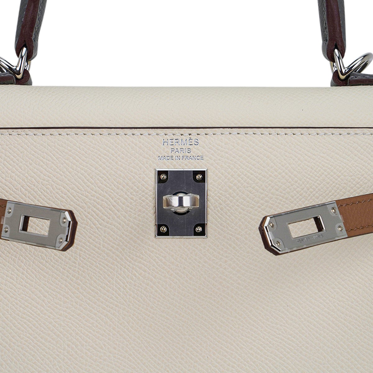 👜Kelly Sellier 25 Bag Nata Chai & Gris Meyer Epsom Leather with Palladium Hardware