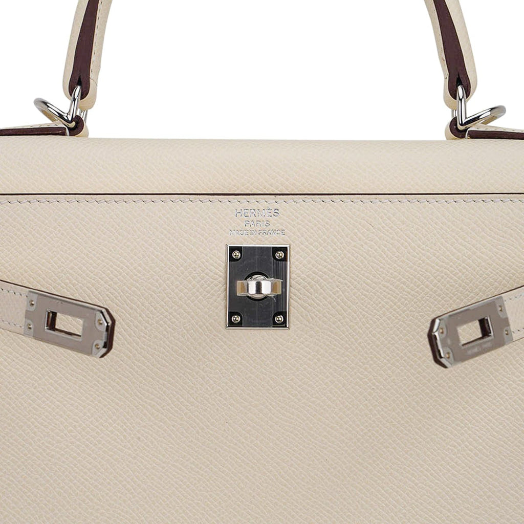 👜Kelly 25 Sellier Bag Nata Epsom Leather with Palladium Hardware