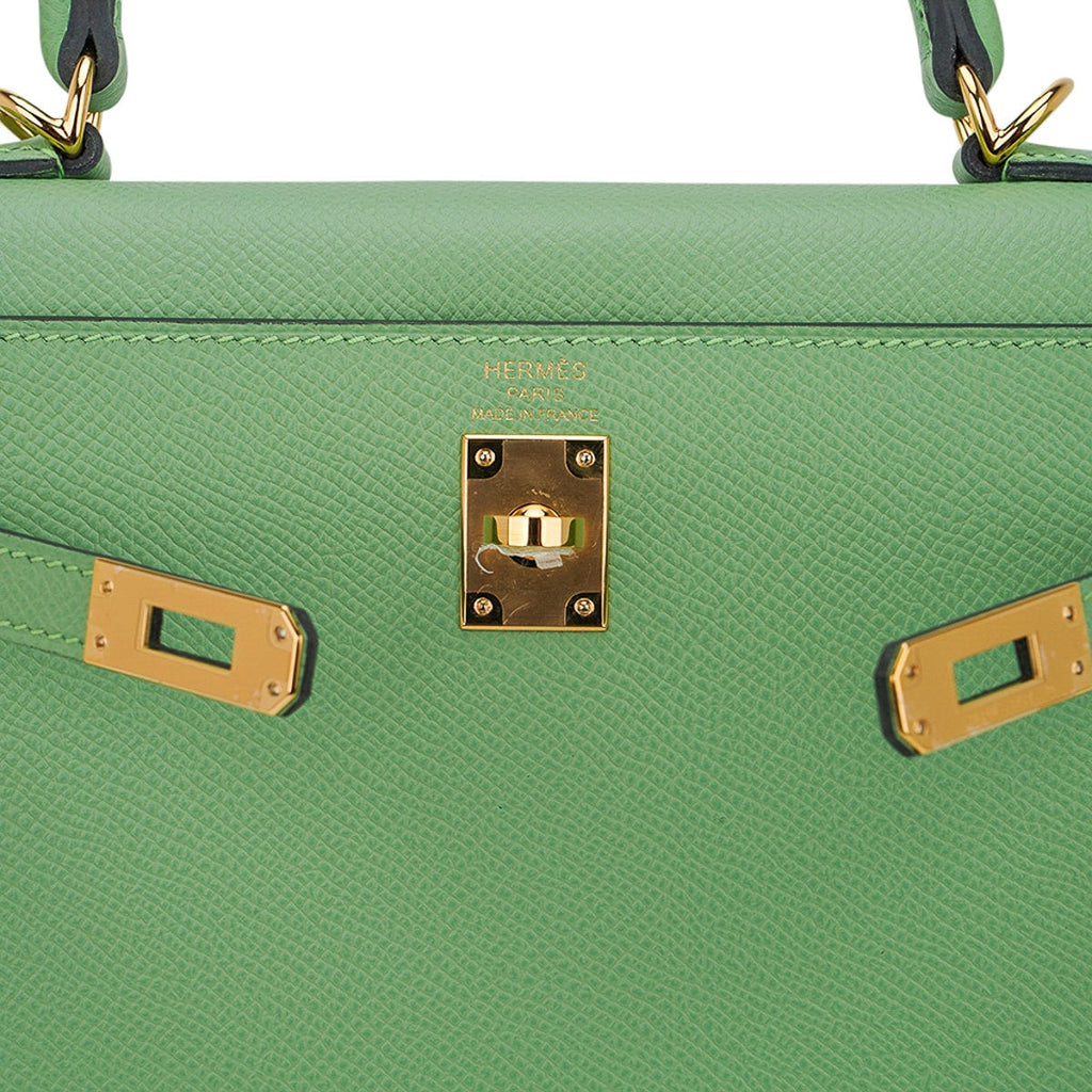 👜Kelly 25 Sellier Bag Vert Criquet Epsom Leather with Gold Hardware