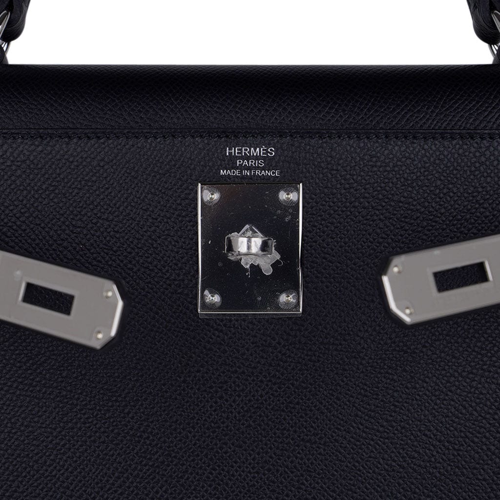 👜Kelly 28 Sellier Bag Black Epsom Leather with Palladium Hardware